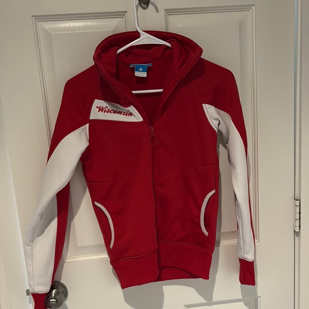Columbia Red and White Varsity Jacket